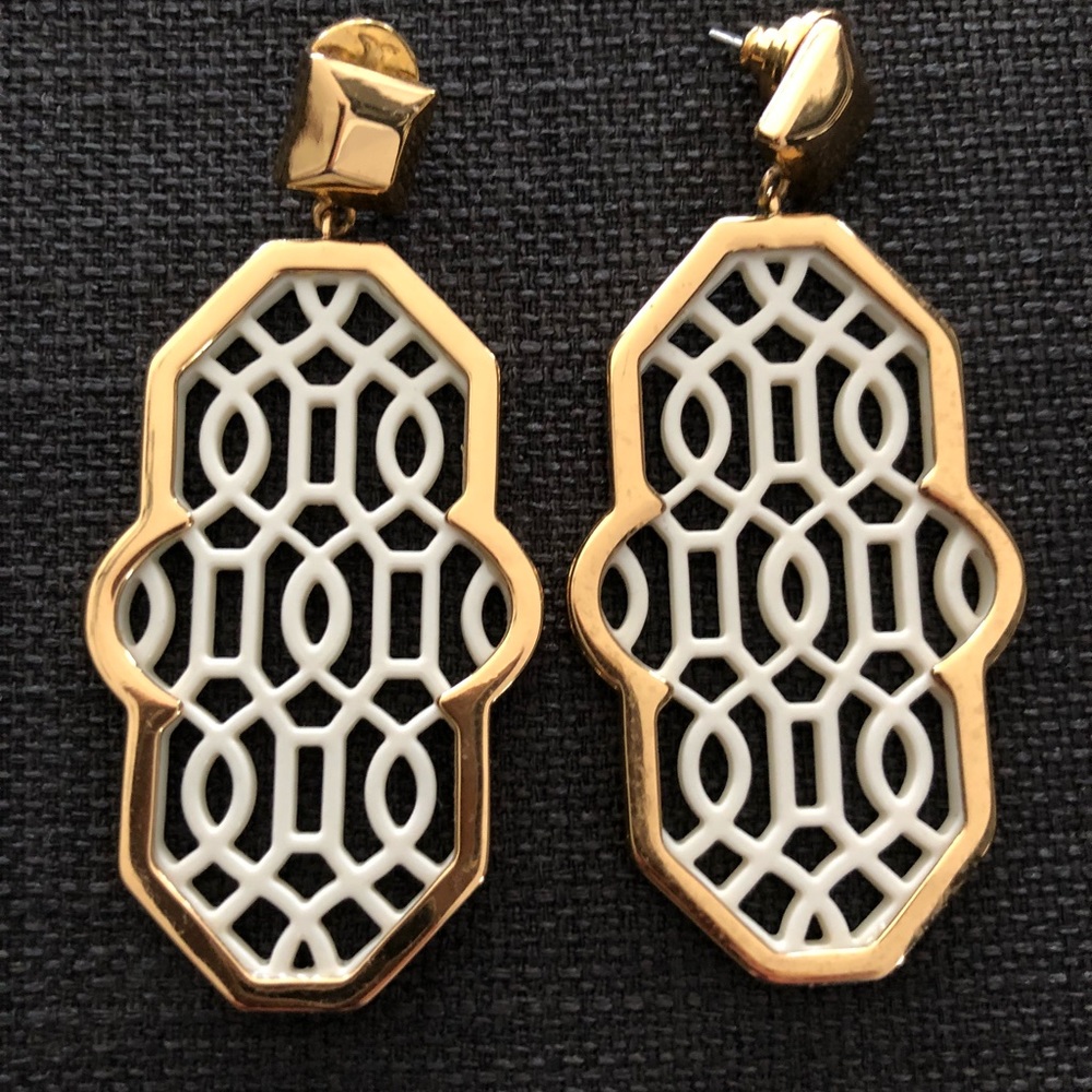 Tory Burch Ivory and Gold Earrings